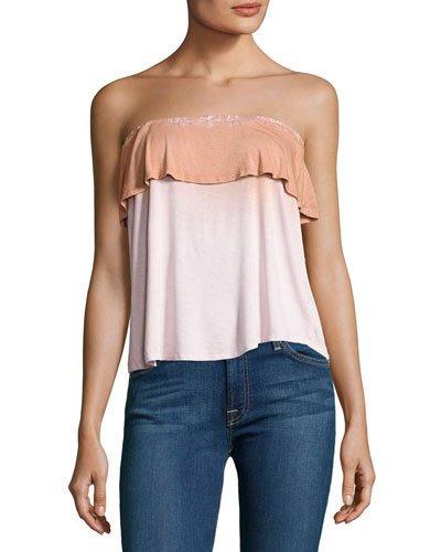 Ombre Ruffle Tube Top, Blush