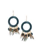 Thread Wrapped & Feather Drop Earrings