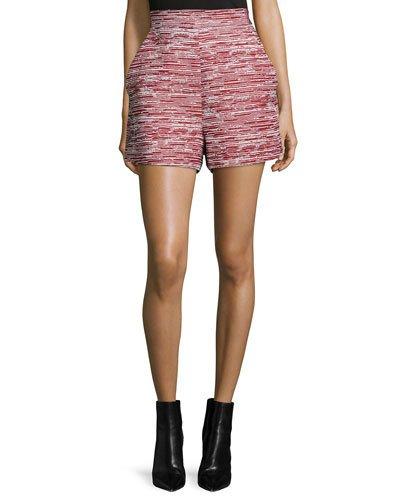 High-waist Skinny-stripe Shorts, Crimson Combo