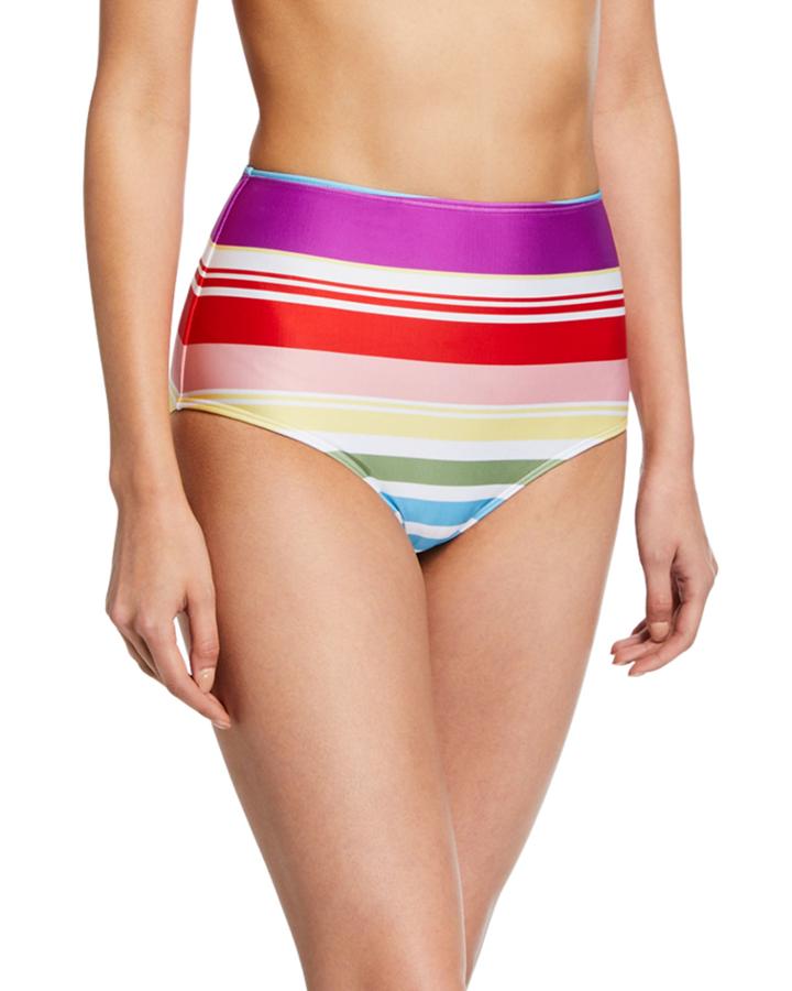 Striped High-waist Bikini Bottoms
