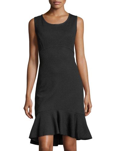 Textured Ruffle-hem Sleeveless Knit Dress