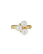 14k Yellow Gold Three-pearl Ring,