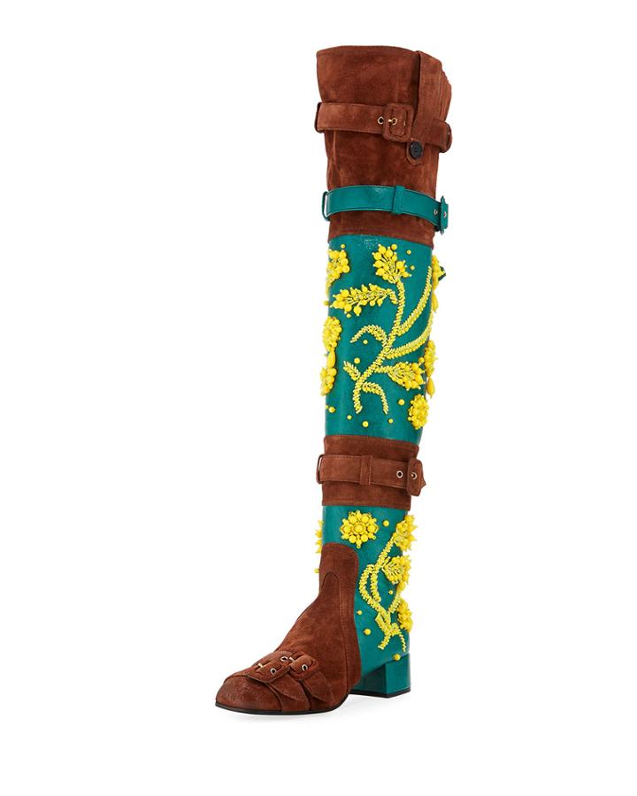 Beaded Suede Over-the-knee Boot