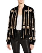 Metallic Embroidered Bomber Jacket