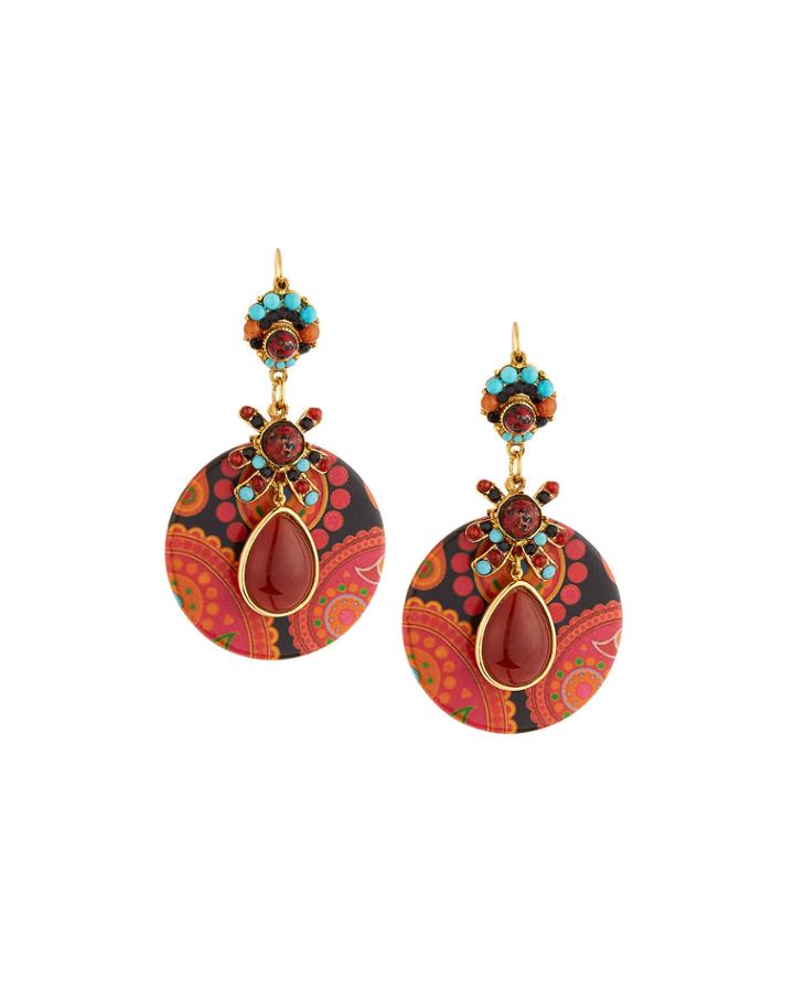 Jasper & Decoupage Drop Earrings
