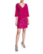 Glitterati V-neck 3/4-sleeve Embellished