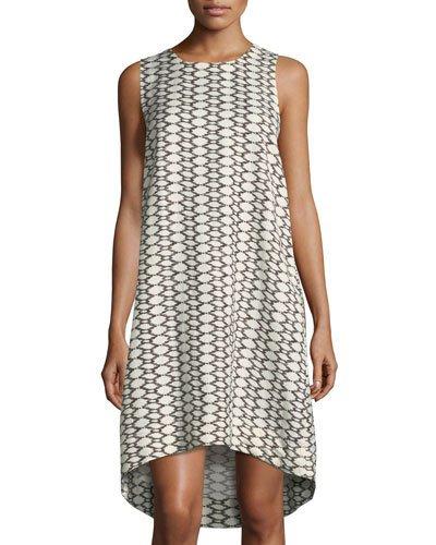 Graphic-print Linen-blend Dress