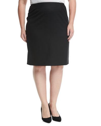 Wool-stretch Pencil Skirt,