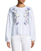 Spring Danni Embroidered Button-front Blouse