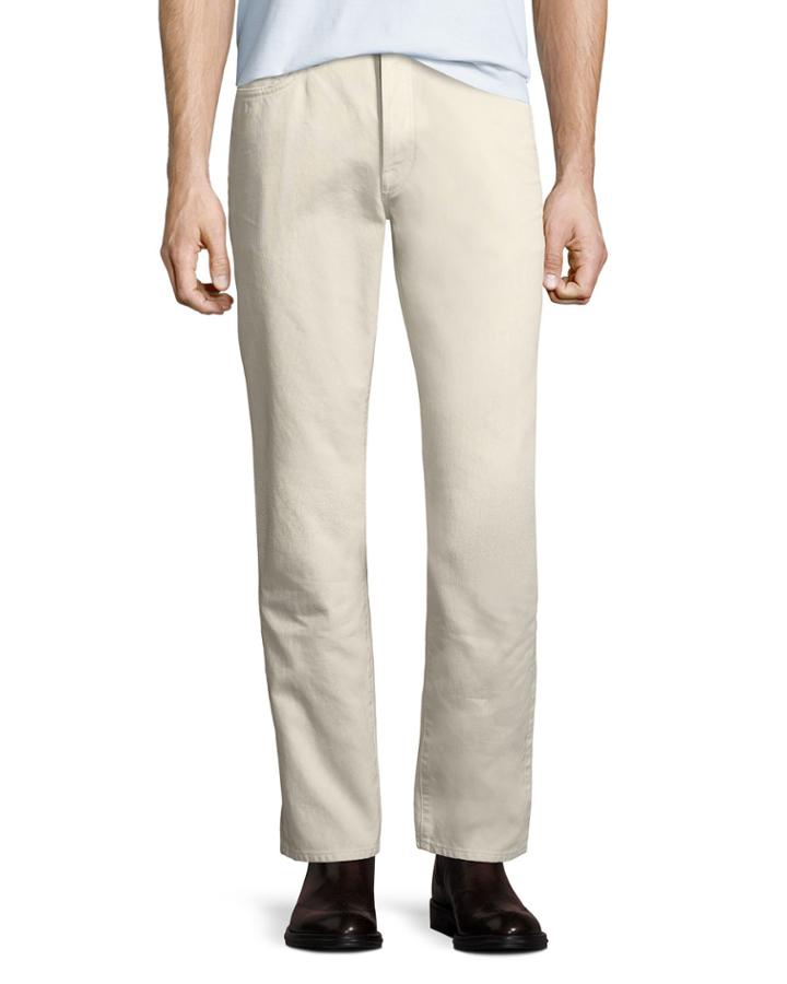 Men's Corduroy Straight-leg Jeans, Off White