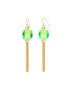 Triangular-prism Tassel Earrings, Green
