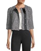 3/4-sleeve Soft Plaid Jacket