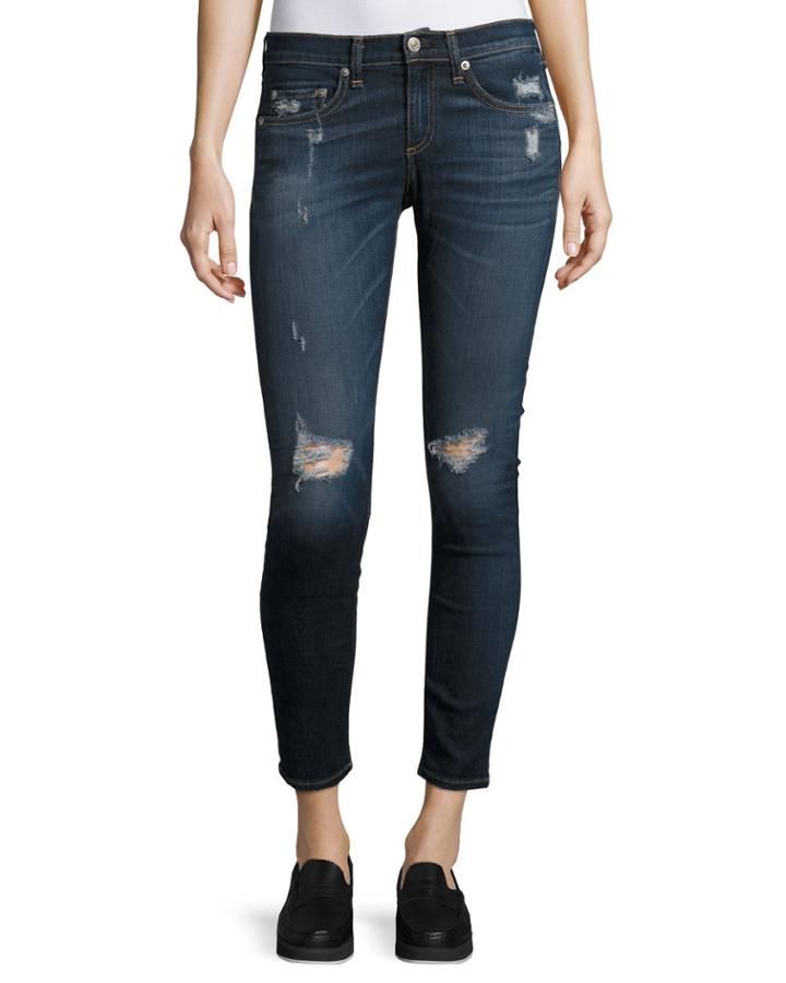 Capri Denim Jeans W/ Rips