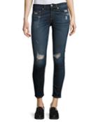 Capri Denim Jeans W/ Rips