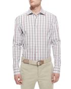 Plaid Woven Shirt, Brown/white
