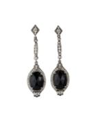 18k White Gold Black Spinel Oval Dangle Earrings