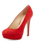 Lilli Suede Platform Pump, Red