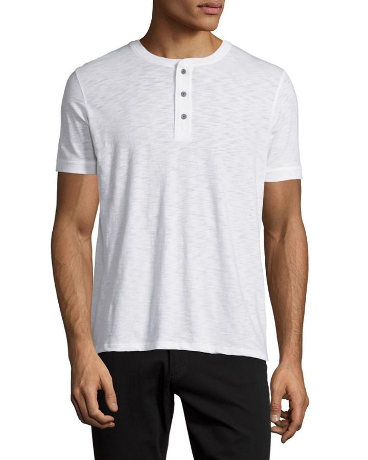 Slub Short-sleeve Henley