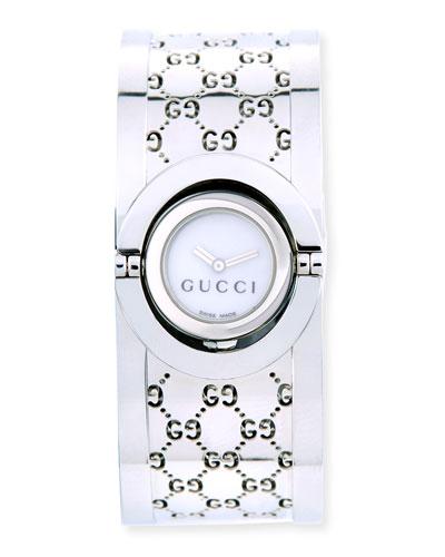 Stainless Steel Twirl Flip Bangle Watch
