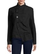 Asymmetric Button-front Jacket, Black