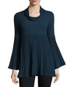 Cowl-neck Bell-sleeve Tunic