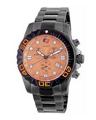 42mm Men's Akron Chronograph Watch W/ Bracelet Strap, Orange/black