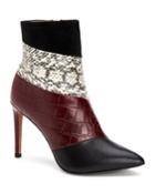 Anna Mixed Leather Stiletto Booties