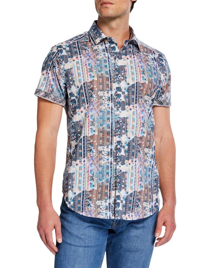 Men's Classic-fit Berwick Geo-print Short-sleeve Cotton
