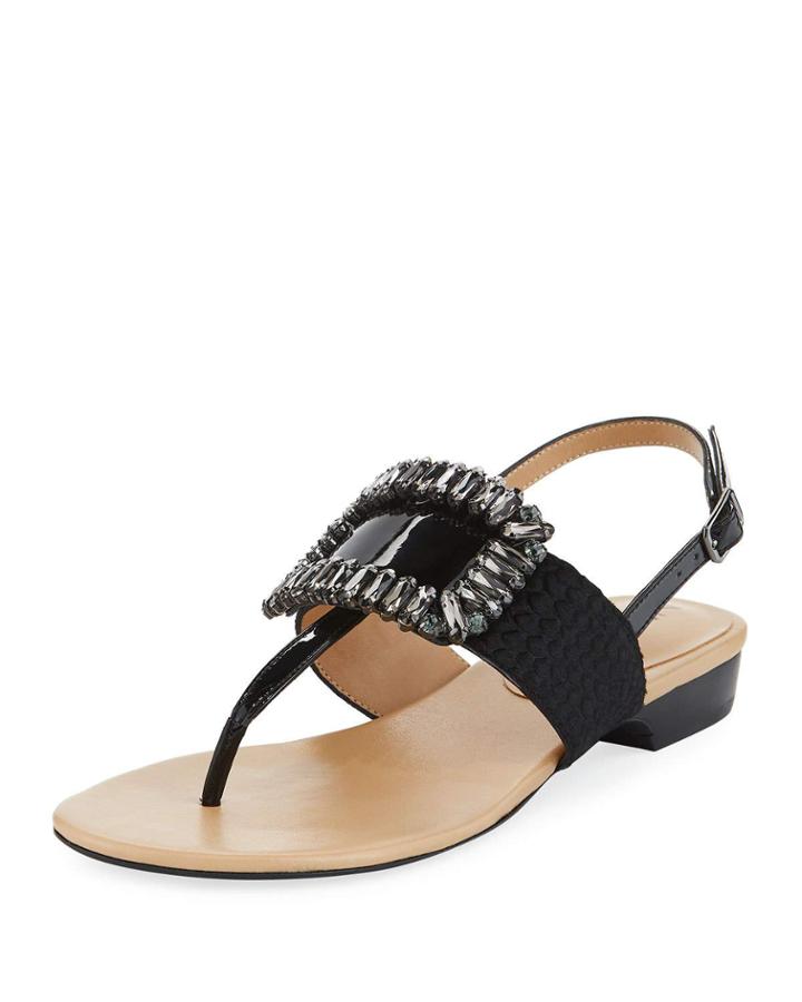 Yaika Embellished Calf Hair Thong