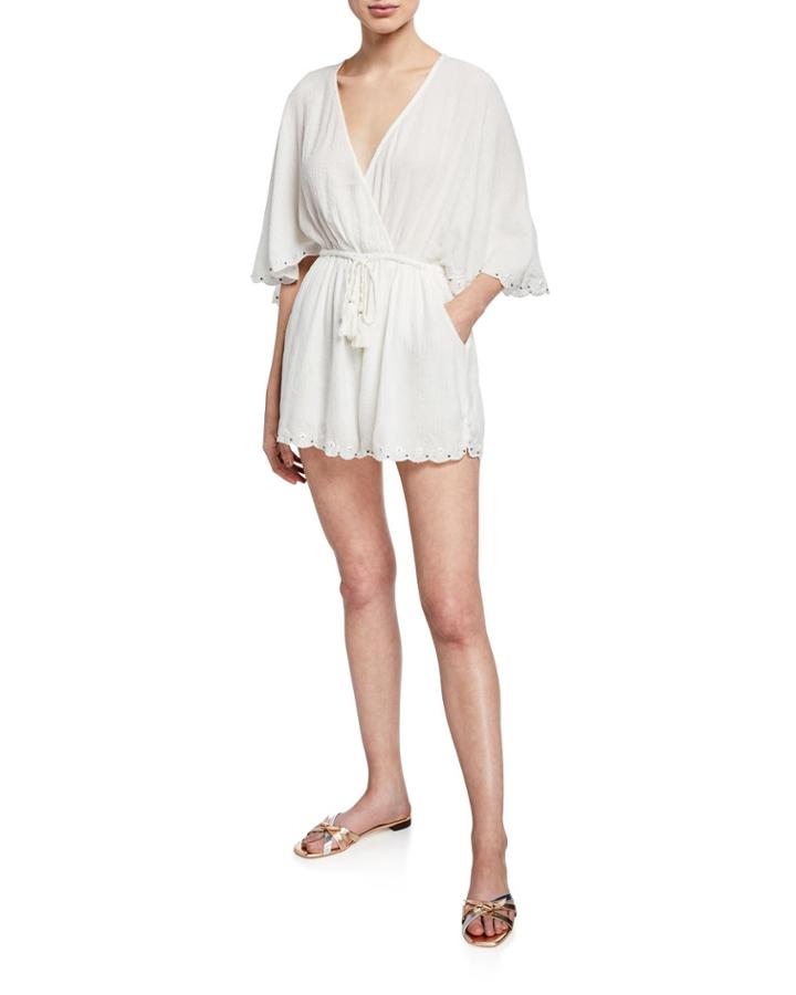 Magnolia Faux-wrap 3/4-sleeves Romper