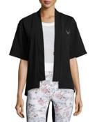 Open-front Short-sleeve Bolero Sport Jacket, Black