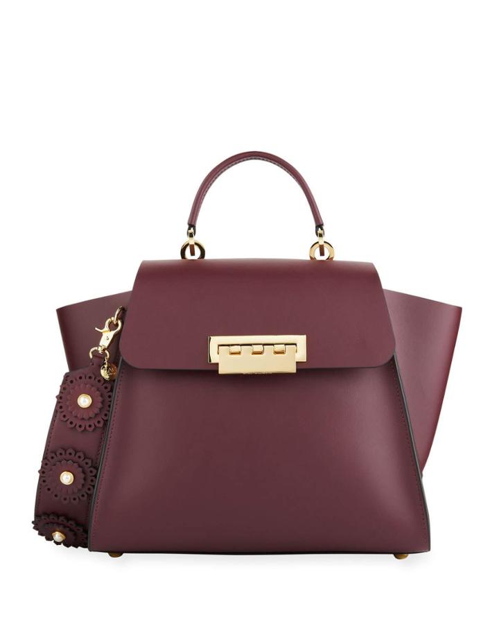 Eartha Leather Top-handle Bag W/ Floral