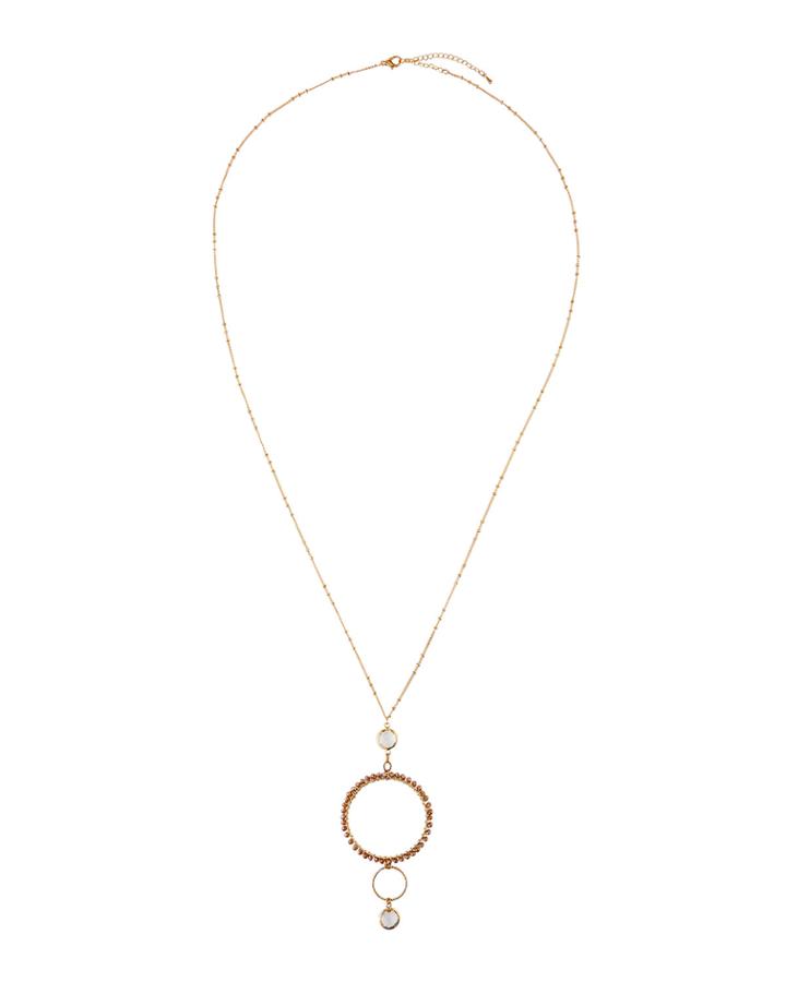 Linear Circles Topaz Pendant Necklace