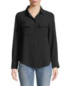 Monaco Pebble Long-sleeve Button-down Top