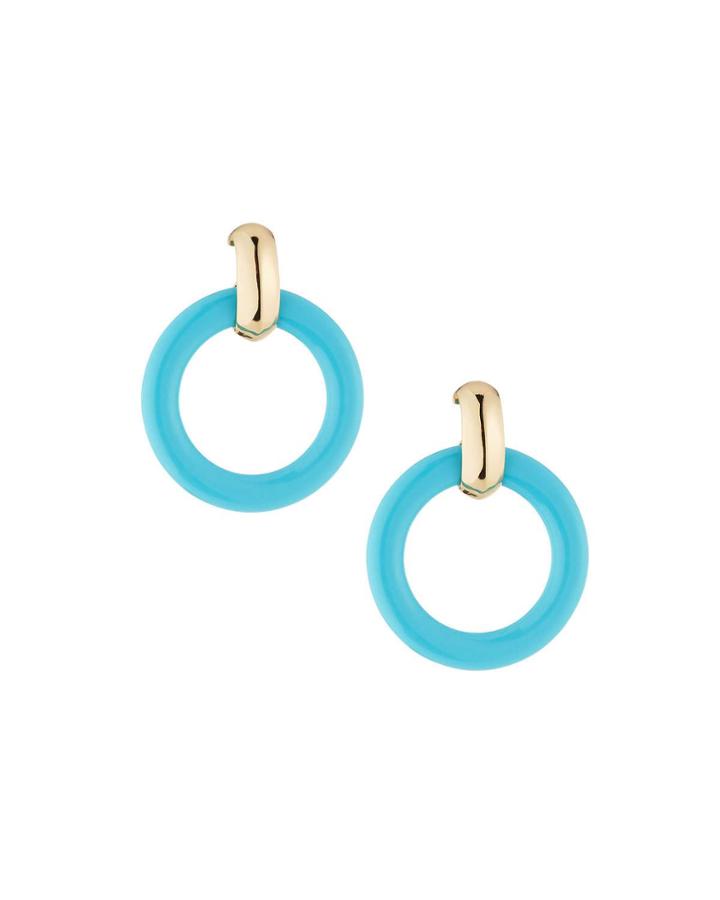 Round Doorknocker Drop Earrings, Blue
