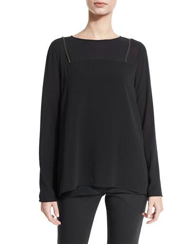Monili-suspender Long-sleeve Blouse