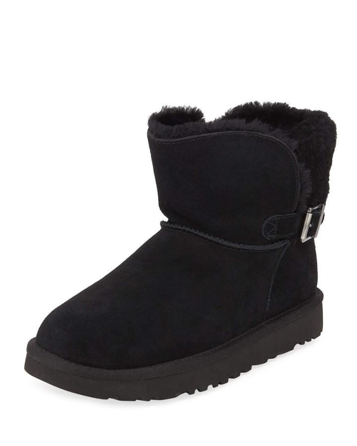 Karel Suede Buckle Boots, Black