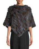 Rabbit Fur And Knit Poncho