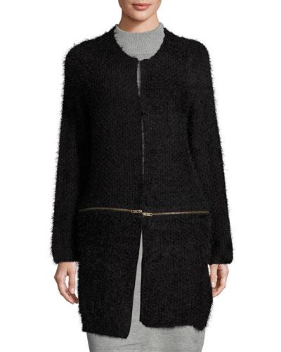 Long-sleeve Plush Jacket, Black