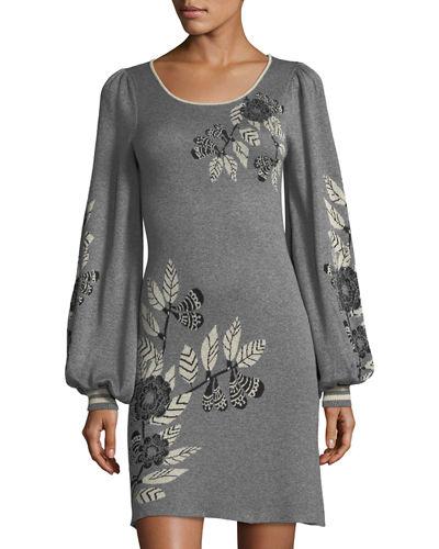 Floral Jacquard Long-sleeve