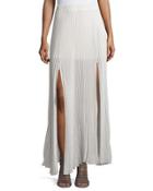 Pleated Semi-sheer Layered Skirt W/slits, Vanilla