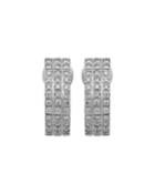 18k White Gold Diamond 3-row Huggie Earrings