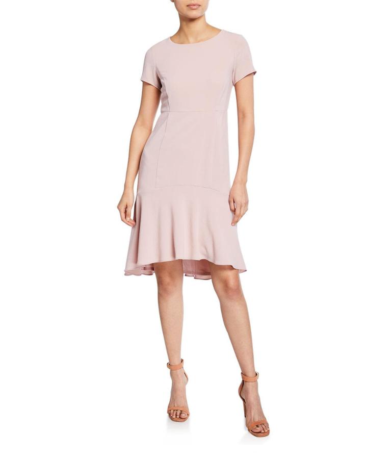 High-low Sheath Dress W/ Flounce Hem
