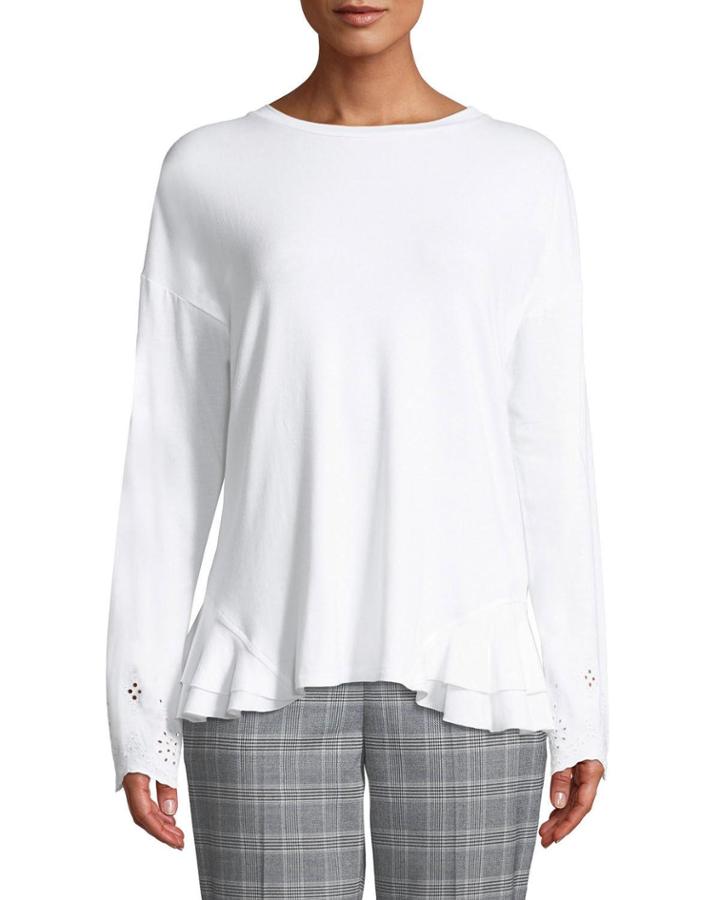 Embellished Peplum Hem Knit Top