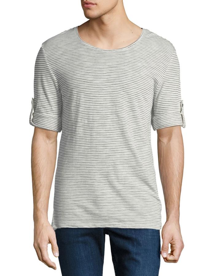 Men's Striped Roll-sleeve Tee