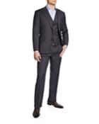 Men's Cross Dye Solid Vested Three-piece