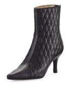 Zinky Leather Quilted Bootie, Black