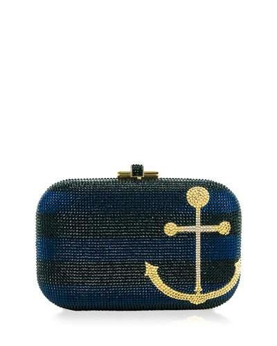 Anchors Away Crystal Evening Clutch Bag, Champagne/dark Indigo