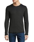 Sweater-trim Long-sleeve Crewneck T-shirt