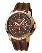 Men's 45mm Stainless Steel Tachymeter Diver Watch With Rubber Strap, Rose/brown